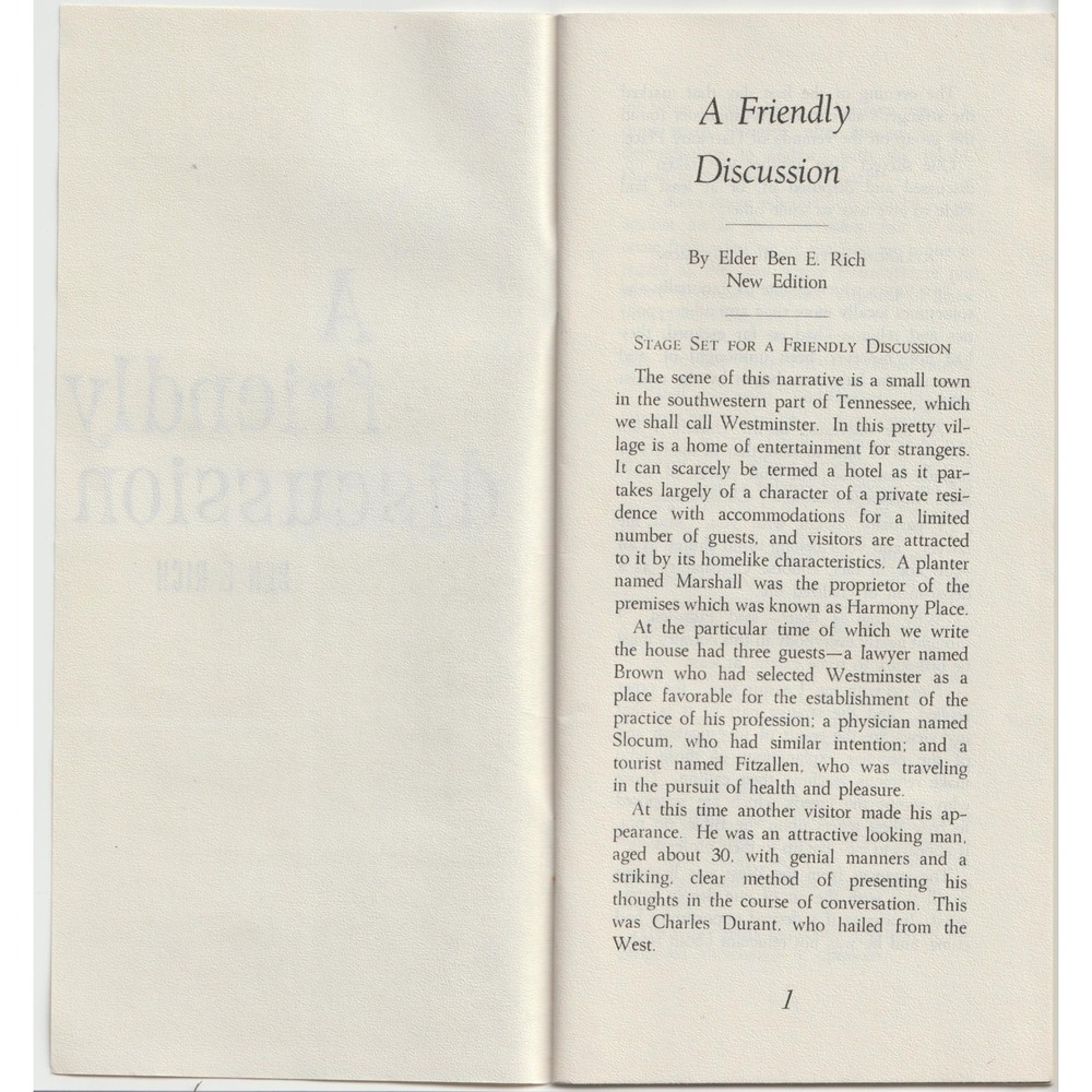 Vtg A Friendly Discussion Ben E. Rich Pamphlet Deseret News Press LDS Mormon Tra - Picture 3 of 3